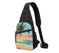 Coconut Palm Tree Sandy Beach 1 Printed Chest Bag Sling Bag for Men Women, Outdoor Crossbody Fanny Packs Hiking Chest Packs Sport Daypacks