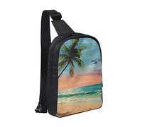 Coconut Palm Tree Sandy Beach 1 Printed Chest Bag Sling Bag for Men Women, Waterproof Crossbody Backpack Men Bag for Runner Workout Hiking Cycling Travel
