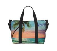 Coconut Palm Tree Sandy Beach 1 Printed Travel Bag Duffle Bag for Men Women, Large Water Resistant Gym Bag Weekend Holdall Bag with Shoulder Strap