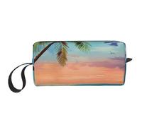 Coconut Palm Tree Sandy Beach 1 Printed Travel Makeup Bag Portable Cosmetic Bag Makeup Case Toiletry Handbag Organiser for Women