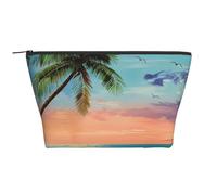 Coconut Palm Tree Sandy Beach 1 Printed Travel Makeup Bag Trapeze Cosmetic Bag Makeup Case Toiletry Bag Organiser for Women