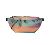 Coconut Palm Tree Sandy Beach 1 Printed Waist Bag Adjustable Bum Bag Lightweight Travel Waist Fanny Pack Belt for Walking Cycling Hiking Travel