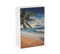 Coconut Palm Tree Sandy Beach Cigarette Holder for Men Women, Personalized Cigarette Case, Cigarettes Smoking Accessories,Plastic Box with Switch Flip Closure