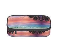 Coconut Palm Tree Sandy Beach Large Pencil Case for Girls and Boys, Aesthetic Pencil Bag with Multi Compartments for Adults, Office Stationary Organizer Practical for Kids Teenage Women Men