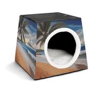 Coconut Palm Tree Sandy Beach Pet Hut Comfortable Nest for Pets Space Capsule Warm Soft Indoor Pet Shelter Space Pet House for Indoor Cats Small Dogs and Medium Animal
