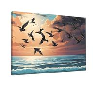 Coconut Palm Tree Sandy Beach -Print Modern Canvas Wall Decor 16X24 Inche, Frameless Art Print with Wooden Strainer, Ready to Hang for Living Room & Bedroom.