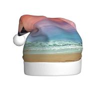 Coconut Palm Tree Sandy Beach Print Santa Hat For Adults Festive Christmas Party Hat Xmas Holiday Decorations Hat