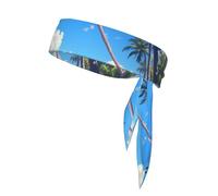 Coconut Palm Tree Sandy Beach Print Tennis Tie Headband Hair Band Unisex Sport Head Tie for Basketball,Running,Karate