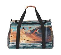 Coconut Palm Tree Sandy Beach Print Weekender Bag,Gym Bag with,Carry On Luggage Overnight Weekend Bag