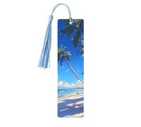 Coconut Palm Tree Sandy Beach Print Wooden Bookmark Cute Bookmarks,with Tassels Bookmarks 5 Pieces Bookish Gifts