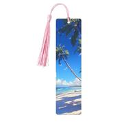 Coconut Palm Tree Sandy Beach Print Wooden Bookmark Cute Bookmarks,with Tassels Bookmarks 5 Pieces Bookish Gifts