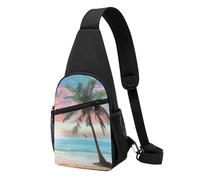 Coconut Palm Tree Sandy Beach Printed Chest Bag Sling Bag for Men Women, Outdoor Crossbody Fanny Packs Hiking Chest Packs Sport Daypacks