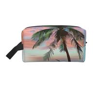 Coconut Palm Tree Sandy Beach Printed Makeup Bag Travel Portable Cosmetic Bag Large Capacity Makeup Case Toiletry Handbag Organiser for Women