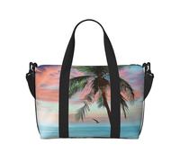 Coconut Palm Tree Sandy Beach Printed Travel Bag Duffle Bag for Men Women, Large Water Resistant Gym Bag Weekend Holdall Bag with Shoulder Strap