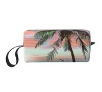 Coconut Palm Tree Sandy Beach Printed Travel Makeup Bag Portable Cosmetic Bag Makeup Case Toiletry Handbag Organiser for Women