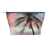 Coconut Palm Tree Sandy Beach Printed Travel Makeup Bag Trapeze Cosmetic Bag Makeup Case Toiletry Bag Organiser for Women