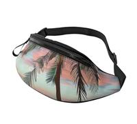 Coconut Palm Tree Sandy Beach Printed Waist Bag with Headphone Jack, Personalized Bumbags Fanny Packs Unisex Running Hiking Crossbody Bags for Men Women