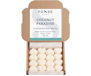 Coconut Paradise Soy Wax Melts 16 Pack | Tropical, Creamy & Dreamy | Natural, Vegan & Plastic Free | Up to 96 Hrs Scent | Pet Safe | Handmade in UK - Fosse Living
