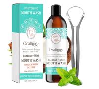Coconut Pulling Oil Natural Mouthwash to Help with Fresh Breath Mint Oil Pulling Alcohol Free Mouthwash with Tongue Scraper for Teeth Whitening & Breath Freshening Healthier Teeth & Gums(100 ml)