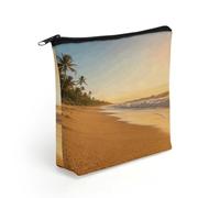 Coconut Shadow Gold Sands Makeup Bag with Sturdy Zipper，Linen Material Storage Bag,Large Capacity And Multi-Purpose Cosmetic Bag for Daily Life, Travel, Outings, Business Trips And Other Occasions
