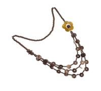 Coconut Shell Beaded Necklace with Wooden Elements, Bohemian Style Handmade Accessory for Women, Ideal for Formal and Everyday Use