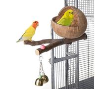 Ćoconuț Shell Bird Nest - Ćoconuț Nest | Bird Nêst, Hanging Budgiē Tent Beds Resting Place For Conure Cockatiel Budgies Lovebird Parakeets Hamster Squirrel Ràt Gerbil Mice, For Parakeet, Cockatiel