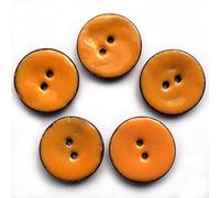 Coconut Shell Round 2 Hole Buttons with Colour Enamel Pack of 5 (Pale Orange, 22mm)