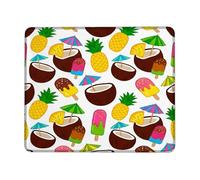 Coconut Small Mouse Pad, Tropical Colorful Pineapple Ice Cream Summer Green Square Rubber Non Slip Aesthetic Mousepads for Desk Accessories for Office Home Computer Laptop Square 8x10 Inch