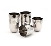 Coconut Stainless Steel Hammered Water Glasses - Set of 6 (250 ml Each)