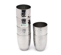 Coconut Stainless Steel Hammered Water Glasses - Set of 6 (250 ml Each)