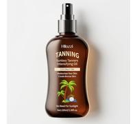 Coconut Sunless Tanning Oil for Deep Bronze Glow, Intensifying Self Tanner with Pure Moisturizing Coconut Oil, Streak-Free Fast Absorbing Bronzer for Beach Vacation & Indoor Salon (Spray Nozzle)