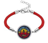 Coconut Tree Beach Illustration Pattern Lucky Red String Bracelet Rope Bracelet Handmade
