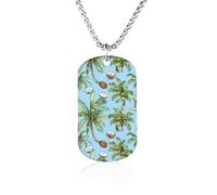 Coconut Tree Beach Palm Tree Fashion Memorial Necklaces Printed Titanium Steel Pendant Jewelry Novelty Picture Necklace Dog Tags for Men Women