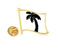 Coconut Tree Black Outline Golden Metal Flag Lapel Pin Badge