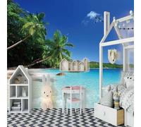 Coconut Tree Blue Sea Sky Beach 3D Wallpaper Luxury Home Dining Decor Paste Sofa Living Room The Wall for Bedroom Mural-150cm×105cm