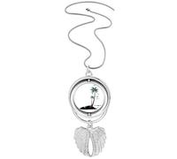 Coconut Tree Cloud Seagulls Beach Pendant Angel Wings Rotating Necklace Jewelry