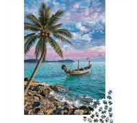 Coconut Tree Coast Classic 1000 Pc Rigid Cardboard Jigsaw for Seniors Leisure Time Rainy Day Fun Must-Have Puzzle Lovers 52x38cm/1000pcs