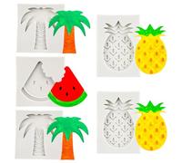 Coconut Tree Pineapple Silicone,Fruit Coconut Tree Cake Mould Set,Fondant Mould Summer Holiday Beach Moulds,for Sugar Cake Decorating Cupcake Topper Candy Chocolate Gum Paste Polymer Clay (B)