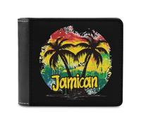 Coconut Tree Reggae Color Jamaican PU Leather Wallets Stylish Bifold Wallet Slim Front Pocket Credit Card Holder for Women Men
