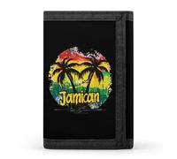 Coconut Tree Reggae Color Jamaican Trifold Wallet Slim Wallets with ID Window Credit Card Pockets for Men Women