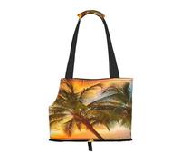 Coconut Tree Under Sunset Printed Pet Tote Bag -Travel Pet Puppy Dog Carrier Backpack Tote Shoulder Bag For Subway/Shopping/Hiking/Traveling