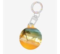 Coconut Trees by The sea Dog Tags Round Pet Tag,Acrylic Pet ID Tags Durable and Stylish,Perfect for Small to Large Pets