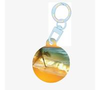 Coconut Trees by The sea Dog Tags Round Pet Tag,Acrylic Pet ID Tags Durable and Stylish,Perfect for Small to Large Pets
