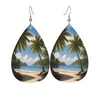Coconut trees by the sea Leather earrings, European and American style earrings for young women, birthday gifts/Valentine's Day gifts