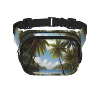 Coconut trees by the sea Pattern trendy fashionable waist bag, unisex travel sports messenger bag