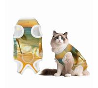 Coconut Trees by The sea Recovery Suit for Dogs Cats After Surgery, Soft Cotton Post-Surgery Suit for Male and Female Pet