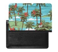 Coconut Trees Hawaiian Flowers Beach Passport Holder Travel Wallet Cover Case with Card Slot Organiser for Men Women