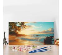 Coconut Trees Paint by Numbers for Adults Beginners, DIY Paint by Numbers Beach Colored Canvas Drawing,Easy Arts and Crafts for Acrylic Pigment Paintwork Kit Hobbies for Adults Women,Room Decor G8-484