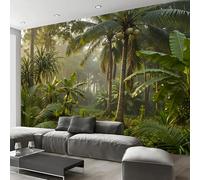 Coconut Trees Palm Leaves Wall Mural Wallpaper Silk Tropical Rainforest Scenery Photo Wallpaper Mural for Bedroom Living Room - Art Print Wall Decoration Poster Picture Design 400x280cm, Green