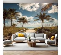 Coconut Trees Photo Wallpaper Path Leading to The Beach Wall Murals for Living Room Bedrooms Office Tv Background Wall Large Mural Poster 300 x 210 cm Home Decoration